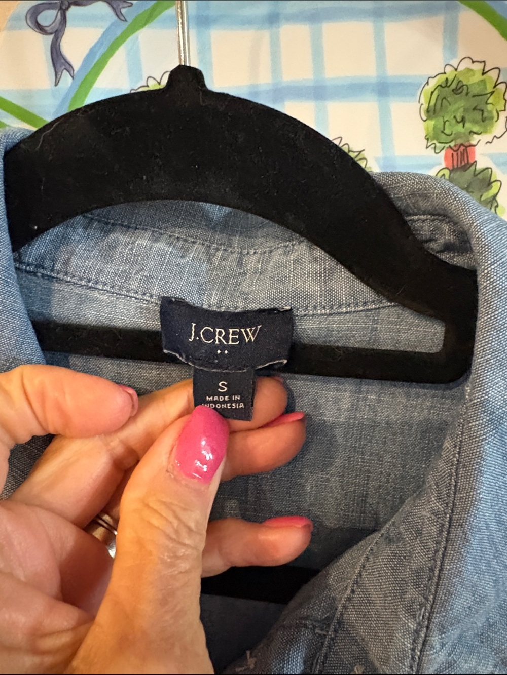 J Crew cotton denim look blouse - Picture 4 of 9